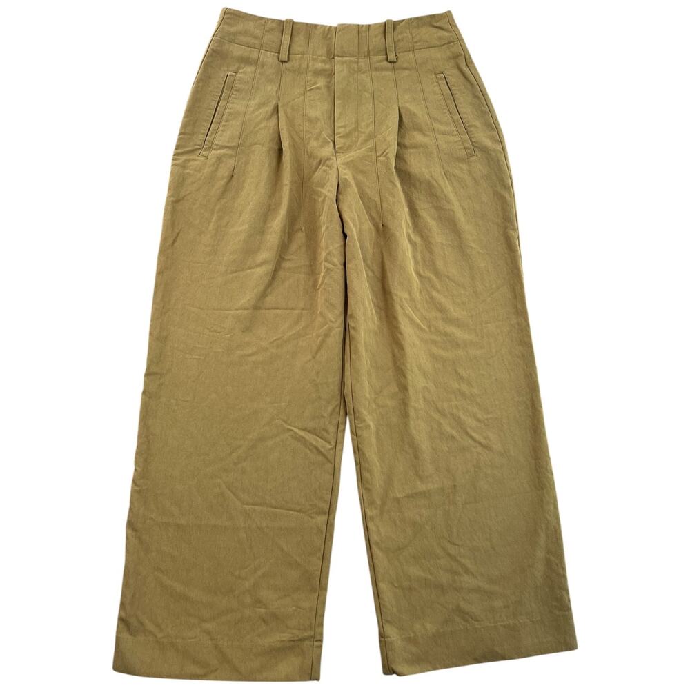 Banana Republic Heritage Utility Wide Leg Pants Olive Khaki Petite 6 Pleated
